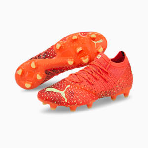 Botines de fútbol FUTURE 1.4 FG/AG para mujer, Fiery Coral-Fizzy Light-Puma Black-Salmon