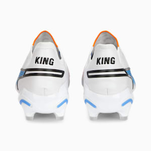 KING ULTIMATE FG/AG Men's Soccer Cleats, PUMA White-PUMA Black-Blue Glimmer-Ultra Orange