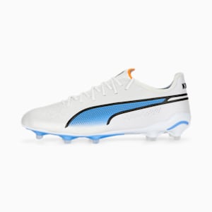 Botines de fútbol KING ULTIMATE FG/AG, PUMA White-PUMA Black-Blue Glimmer-Ultra Orange