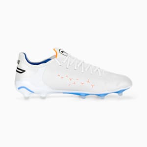 Botines de fútbol KING ULTIMATE FG/AG, PUMA White-PUMA Black-Blue Glimmer-Ultra Orange