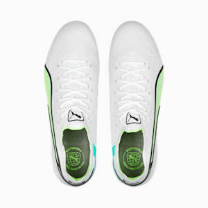 KING ULTIMATE FG/AG Men's Soccer Cleats, PUMA White-PUMA Black-Fast Yellow-Electric Peppermint
