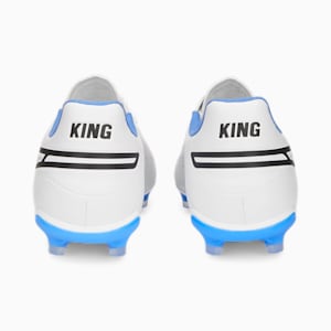 KING Pro FG/AG Football Boots, PUMA White-PUMA Black-Blue Glimmer-Ultra Orange