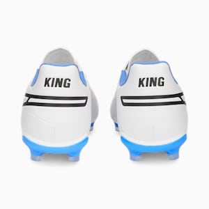 KING PRO Unisex Football Boots, PUMA White-PUMA Black-Blue Glimmer-Ultra Orange, extralarge-IND