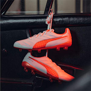 KING Platinum Ralley FG/AG Football Boots Men, Puma White-Nrgy Red-Puma Black