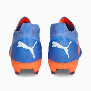 FUTURE ULTIMATE FG/AG Soccer Cleats, Blue Glimmer-PUMA White-Ultra Orange