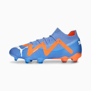 Souliers de soccer à crampons FUTURE ULTIMATE FG/AG, Bleu scintillant-blanc Puma-Ultra orange