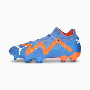 FUTURE ULTIMATE FG/AG Women's Soccer Cleats, Blue Glimmer-PUMA White-Ultra Orange, extralarge