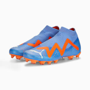 FUTURE Match+ LL FG/AG Football Boots, Blue Glimmer-PUMA White-Ultra Orange
