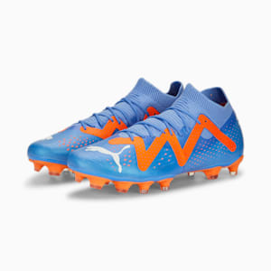 FUTURE Match FG/AG Football Boots, Blue Glimmer-PUMA White-Ultra Orange