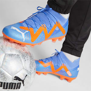 メンズ フューチャー マッチ HG/AG サッカー スパイク, Blue Glimmer-PUMA White-Ultra Orange