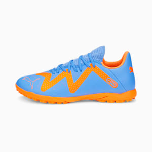 FUTURE PLAY Unisex Turf Trainers, Blue Glimmer-PUMA White-Ultra Orange