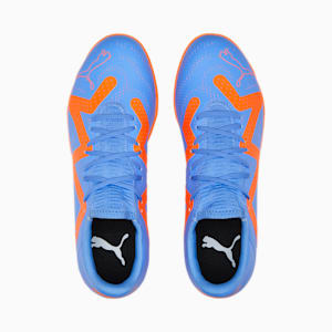 FUTURE PLAY Unisex Indoor Turf Football Boots, Blue Glimmer-PUMA White-Ultra Orange