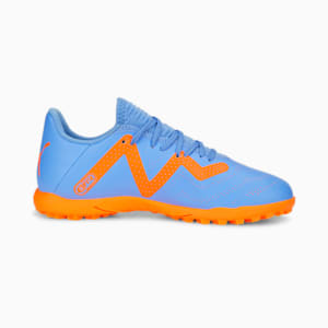 FUTURE Play TT Football Boots Youth, Blue Glimmer-PUMA White-Ultra Orange