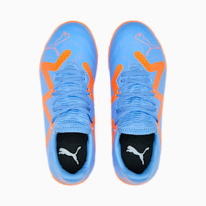FUTURE Play TT Big Kids' Soccer Cleats, Blue Glimmer-PUMA White-Ultra Orange
