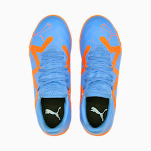 FUTURE Play IT Football Boots Youth, Blue Glimmer-PUMA White-Ultra Orange