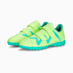 キッズ フューチャー プレイ TT V サッカー トレーニング シューズ 17-24.5cm, Fast Yellow-PUMA Black-Electric Peppermint