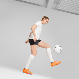 Botines de fútbol ULTRA Ultimate FG/AG para mujer, Ultra Orange-PUMA White-Blue Glimmer