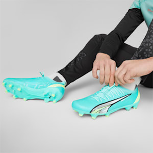 ULTRA ULTIMATE FG/AG Football Boots Women, Electric Peppermint-PUMA White-Fast Yellow