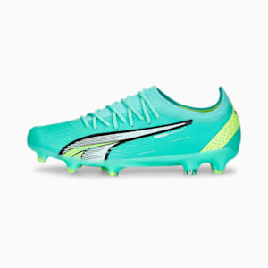 Botines de fútbol ULTRA Ultimate FG/AG para mujer, Electric Peppermint-PUMA White-Fast Yellow