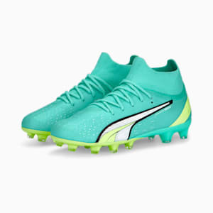ULTRA Pro FG/AG Big Kids' Soccer Cleats, Electric Peppermint-PUMA White-Fast Yellow, extralarge