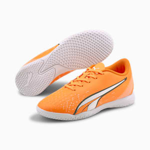 ULTRA PLAY Youth Indoor Sports Shoes, Ultra Orange-PUMA White-Blue Glimmer