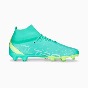 Botines de fútbol ULTRA Pro FG/AG, Electric Peppermint-PUMA White-Fast Yellow