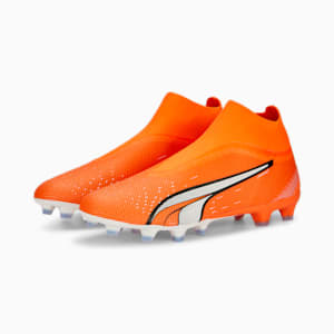 ULTRA Match+ LL FG/AG Football Boots Men, Ultra Orange-PUMA White-Blue Glimmer