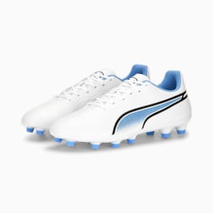 ウィメンズ キング マッチ HG/AG サッカー スパイク, PUMA White-PUMA Black-Blue Glimmer-Ultra Orange