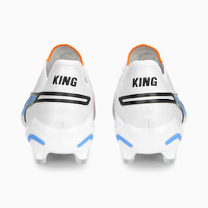 Botines de fútbol KING ULTIMATE FG/AG para mujer, PUMA White-PUMA Black-Blue Glimmer-Ultra Orange