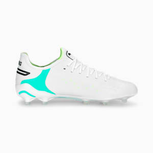 KING ULTIMATE FG/AG Women's Soccer Cleats, PUMA White-PUMA Black-Fast Yellow-Electric Peppermint, extralarge