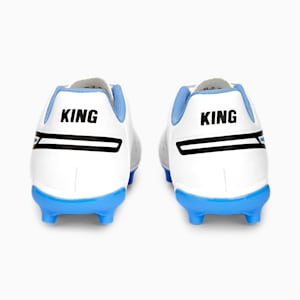 KING Match FG/AG Football Boots Youth, PUMA White-PUMA Black-Blue Glimmer