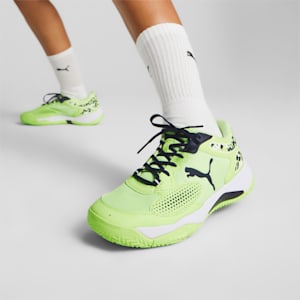 Solarcourt RCT Padel Shoes, Fast Yellow-PUMA Navy-PUMA White
