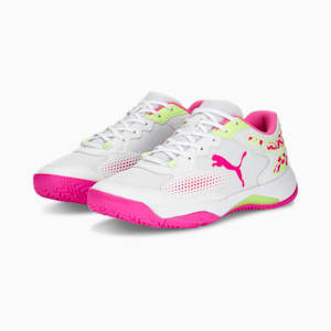 Solarcourt RCT Racquet Sports Shoes, PUMA White-Ravish-Fast Yellow, extralarge