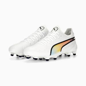 King Ultimate Icon FG/AG Football Boots, PUMA White-PUMA Black-Pelé Yellow-Rickie Orange, extralarge-GBR