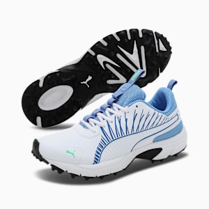 Cricket Square Shoes, PUMA White-Blue Glimmer-Elektro Green