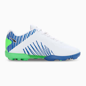 EvoSpeed V2 Cricket Youth Shoes, PUMA White-PUMA Black-Bluemazing-Elektro Green