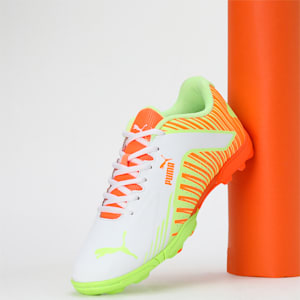 EvoSpeed V2 Cricket Youth Shoes, PUMA White-Fast Yellow-Ultra Orange, extralarge-IND