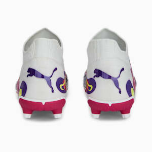 FUTURE Match Create FG/AG Football Boots Youth, PUMA White-Fluro Yellow Pes-Team Violet-Orchid Shadow