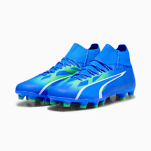 Tacos de fútbol ULTRA PRO FG/AG para hombre, Ultra Blue-PUMA White-Pro Green, extralarge