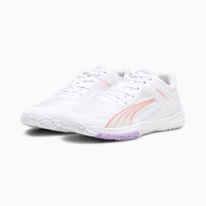 Accelerate Turbo Indoor Sports Shoes, PUMA White-Fire Orchid-Vivid Violet-Sedate Gray, extralarge