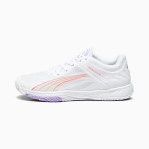 Accelerate Turbo Women's Court Shoes, PUMA White-Fire Orchid-Vivid Violet-Sedate Gray, extralarge