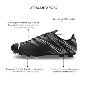 ATTACANTO FG/AG Men's Lightweight Football Boots, PUMA Black-Silver Mist, extralarge-IND