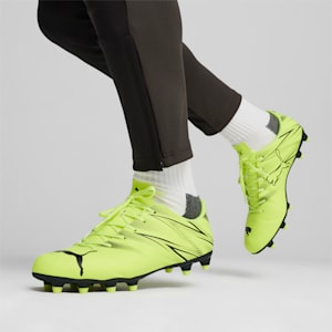 ATTACANTO Firm Ground/Artificial Ground Men's Soccer Cleats, Electric Lime-PUMA Black, extralarge