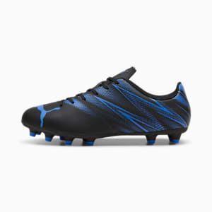 ATTACANTO Firm Ground/Artificial Ground Men's Soccer Cleats, PUMA Black-Bluemazing, extralarge