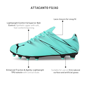 ATTACANTO FG/AG Men's Lightweight Football Boots, Electric Peppermint-PUMA Black, extralarge-IND