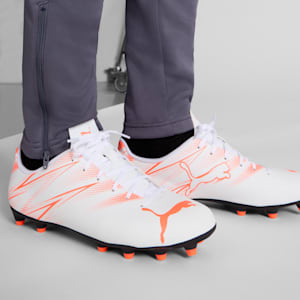 ATTACANTO Firm Ground/Artificial Ground Men's Soccer Cleats, PUMA White-Glowing Red, extralarge