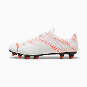ATTACANTO Firm Ground/Artificial Ground Men's Soccer Cleats, PUMA White-Glowing Red, extralarge