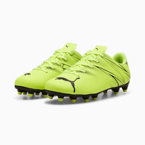 ATTACANTO FG/AG Big Kids' Soccer Cleats, Electric Lime-PUMA Black, extralarge