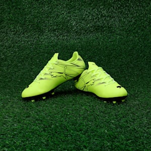 ATTACANTO FG/AG Youth Football Boots, Electric Lime-PUMA Black, extralarge-IND