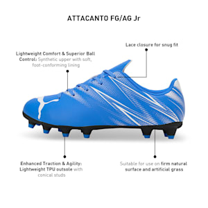 ATTACANTO FG/AG Youth Football Boots, Bluemazing-PUMA White, extralarge-IND